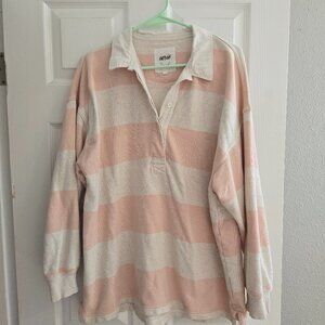 Aerie Women's Striped Long Sleeve Top - Pink and Cream